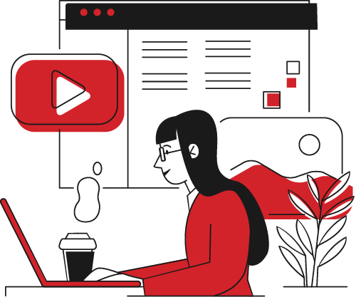 Person working on a laptop in a cozy setting, surrounded by a coffee cup, plants, and digital content elements, illustrating the importance of maintaining engagement and brand visibility during the holiday season for effective lead generation.