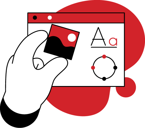 Hand reaching for a graphic design tool interface, showcasing image editing features, representing collaboration in marketing and sales strategies.