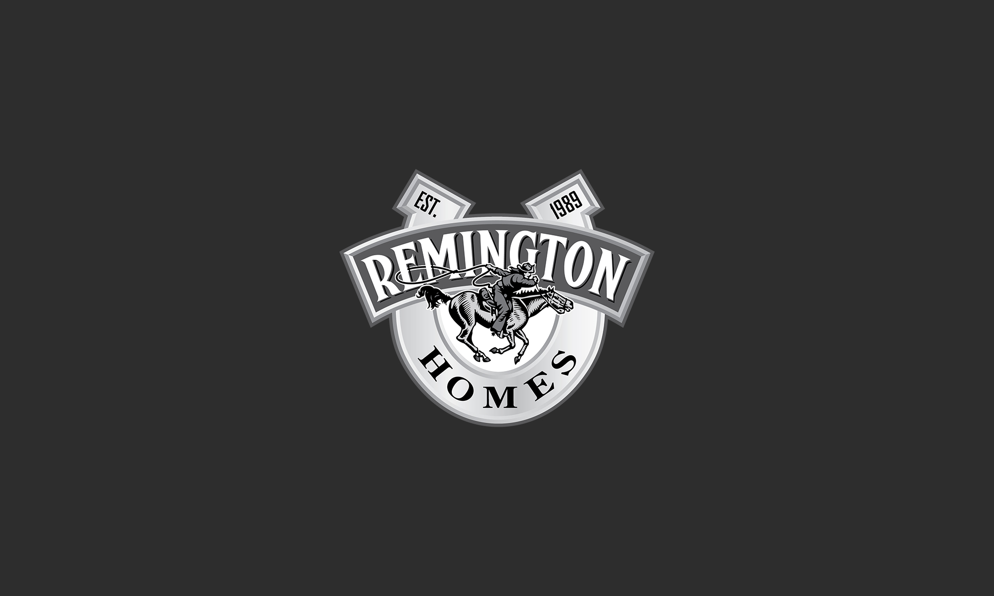 Remington Homes logo featuring a horse and rider, established in 1989, representing the Remington Group's branding in the context of integrated marketing strategies.